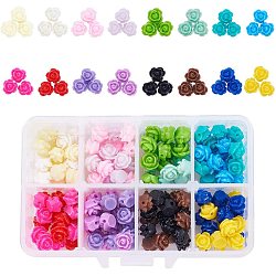 Opaque Resin Beads, Flower, Mixed Color, 9x7mm, Hole: 1mm, 160pcs/box(CRES-PH0023-25)