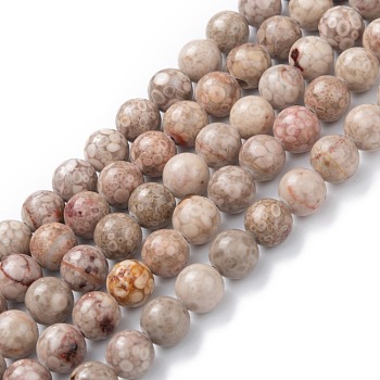 Natural Maifanite/Maifan Stone Beads Strands, Dyed, Round, Thistle, 8mm, Hole: 1.2mm, about 47pcs/strand, 15.55''(39.5cm)