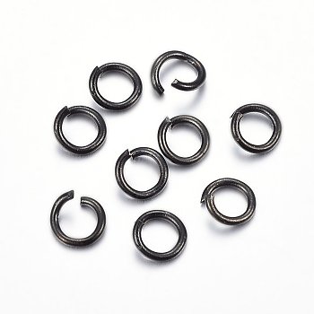 304 Stainless Steel Open Jump Rings, Electrophoresis Black, 17 Gauge, 8x1.2mm, Inner Diameter: 6mm