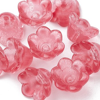 Transparent Glass Beads, Flower, Indian Red, 11~12x7.5~8mm, Hole: 1.4mm