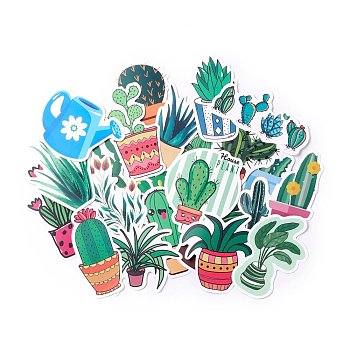 Colorful Cartoon Stickers, Vinyl Waterproof Decals, for Water Bottles Laptop Phone Skateboard Decoration, Cactus Pattern, 5.1x2.8x0.02cm, 45pcs/bag
