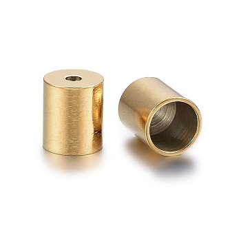 Ion Plating(IP) 304 Stainless Steel Cord Ends, End Caps, Column, Golden, 7x6mm, Hole: 1.5mm, Inner Diameter: 5mm