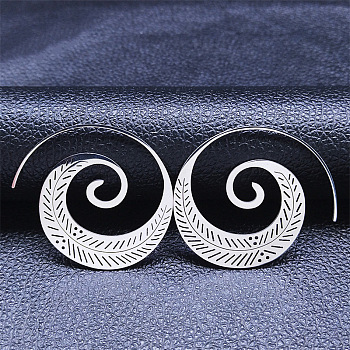 304 Stainless Steel Pendants Earrings, Vortex, Stainless Steel Color, 37x34.5mm