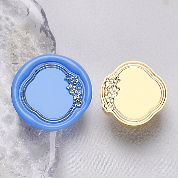 Geometric Flower Frame Brass Stamp Heads, for Wax Seal Stamp, Wedding Invitations Making, Clover, 28x28x14mm, Hole: 7mm