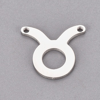 304 Stainless Steel Pendants, Twelve Constellations, Stainless Steel Color, 14x15.3x1mm, Hole: 1.4mm