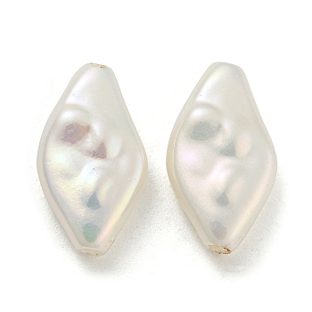 ABS Plastic Imitation Pearl Bead, AB Color Plated, Rhombus, White, 16.5x9x4mm, Hole: 1.6mm
