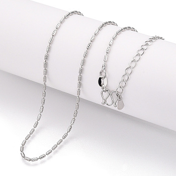 Brass Column Link Chain Necklaces, with Lobster Claw Clasps, Real Platinum Plated, 17.72x0.06 inch(450x1.5mm)