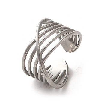 304 Stainless Steel Open Cuff Ring, Stainless Steel Color, Inner Diameter: 17.6mm