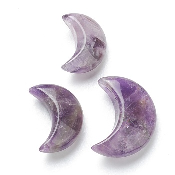 Natural Amethyst Beads, No Hole/Undrilled, for Wire Wrapped Pendant Making, Moon, 17~29x12~23x8~10mm