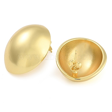 Brass Oval Stud Earrings(EJEW-K293-05G)-2