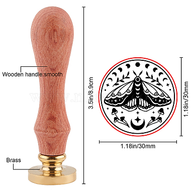 Brass Wax Seal Stamp with Handle(AJEW-WH0184-0492)-2