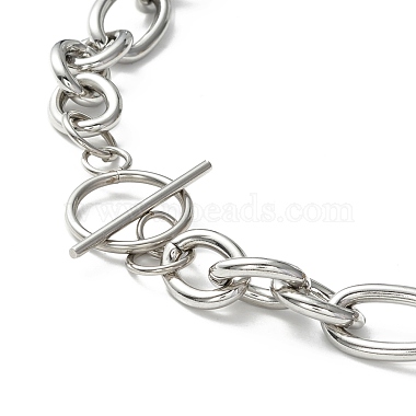 304 collier chaîne figaro acier inoxydable avec fermoir treuil pour homme femme(STAS-P300-01P)-3