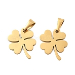Ion Plating(IP) 304 Stainless Steel Pendants, Clover, Golden, 25.5x20.5x1.5mm, Hole: 10x4mm(X-STAS-I135-31G)