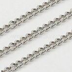 Tarnish Resistant 304 Stainless Steel Twisted Chains, Unwelded, Faceted, Stainless Steel Color, 3.7x3x1.2mm(CHS-K001-20B)