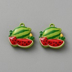 Zinc Alloy Pendants, Baking Paint, Fruits, Watermelon, 15x15x4.5mm, Hole: 1.2mm(FIND-CJC0437-042D)