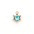 Alloy Rhinestone Pendants, Star, Golden, Aquamarine, 15.5x11x6.5mm, Hole: 1.5mm(ALRI-WH0002-03G-01)