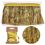 1Bag Sparkle PET Paillette Beads, Sequins Trim, Ornament Accessories, with 5M Polyester Tinsel Tassel Trimming, Gold, 1/4 inch(6mm)(OCOR-PH0036-48)