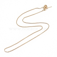 Brass Venetian Chain, Box Chain Necklaces, with Lobster Claw Clasps and Stopper Beads, Long-Lasting Plated, Real 18K Gold Plated, 17.71 inch(45cm), 0.8mm(X-NJEW-E151-04G)