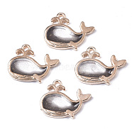 Alloy Resin Pendants, with Glitter Powder, Dolphin, Lead Free, Golden, Gray, 15x19x2.5mm, Hole: 1.6mm(X-RESI-R430-06A-LF)