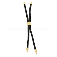 Twisted Nylon Cord Silder Bracelets, Link Bracelet Making for Connector Charm, with Long-Lasting Plated Golden Brass Cord End & Alloy Tree of Life, Black, 8-3/4~8-7/8 inch(22.2~22.6cm), Hole: 2mm(DIY-B066-03G-11)