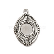 304 Stainless Steel Pendant Cabochon Settings, Oval, Stainless Steel Color, Tray: 10mm, 30x21x2mm, Hole: 2.2mm(STAS-I694-40P)