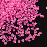 12/0 Glass Seed Beads, Inside Colors, Pink, 2mm, about 30000pcs/pound(SDB138)