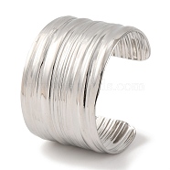 304 Stainless Steel Cuff Bangles for Women, Texture, Silver, 1-3/4 inch(4.3cm), Inner Diameter: 2-3/8 inch(6cm)(BJEW-D050-01S)