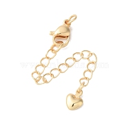 Rack Plating Brass Ends with Chain and Lobster Claw Clasps, Long-Lasting Plated, Lead Free & Cadmium Free, Heart, Light Gold, 72mm(KK-F873-05LG)