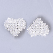 Plating Acrylic Woven Beads, Cluster Beads, Heart, Clear, 24x25x9mm, Hole: 1mm(PACR-R247-03C)