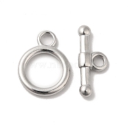 304 Stainless Steel Toggle Clasps, Ring, Stainless Steel Color, Ring: 15.5x12x2mm, Hole: 2mm, Bar: 17x7x3mm, Hole: 2.5mm(STAS-H212-19P)