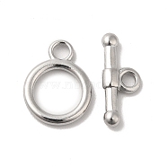 Non-Tarnish 304 Stainless Steel Toggle Clasps, Ring, Stainless Steel Color, Ring: 15.5x12x2mm, Hole: 2mm, Bar: 17x7x3mm, Hole: 2.5mm(STAS-H212-19P)