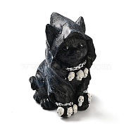 Resin Figurine Ornament, for Halloween Party Home Desk Decoration, Cat Shape, 60x50~55x105~110mm(DARK-PW0001-069D)
