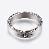 304 Stainless Steel Rings, Sun, Antique Silver, Size 7~13, 17~23mm(RJEW-G092-17)