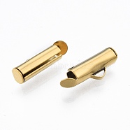 304 Stainless Steel Slide On End Clasp Tubes, Slider End Caps, Golden, 6x13x4mm, Hole: 3x1.5mm, Inner Diameter: 3mm(X-STAS-S115-01D-G)