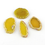 Dyed Mixed Shape Natural Agate Gemstone Big Pendants, Gold, 39~85x26~62x5~6mm, Hole: 2mm(G-R300-06)