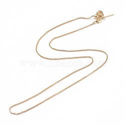 Brass Venetian Chain, Box Chain Necklaces, with Lobster Claw Clasps and Stopper Beads, Long-Lasting Plated, Real 18K Gold Plated, 17.71 inch(45cm), 0.8mm(X-NJEW-E151-04G)