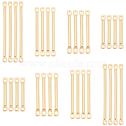 Elite 80Pcs 4 Styles Brass Linking Bars, Connector Charms, Stick, Real 14K Gold Plated, 15~30x2x1mm, Hole: 1mm, 20pcs/style(FIND-PH0005-90)