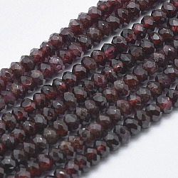 Natural Garnet Beads Strands, Faceted, Rondelle, 5x3mm, Hole: 1mm, about 130pcs/strand, 15.3 inch(G-K246-24B)