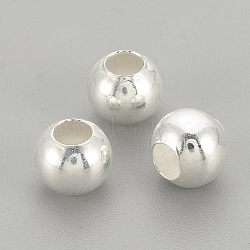 925 Sterling Silver Beads, Round, Silver, 4x3.5mm, Hole: 1.5mm(STER-S002-12-4mm)