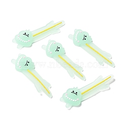 Luminous PVC Cabochons, for Hair Accessories, Crocodile, Pale Green, 28x64x5mm(PVC-B001-03)