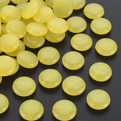 Imitation Jelly Acrylic Beads, Flat Round, Yellow, 12x5mm, Hole: 1.4mm, about 1110pcs/500g(MACR-S373-91-E07)