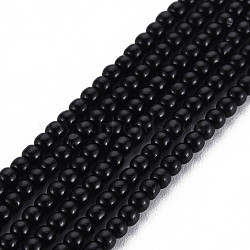 Glass Beads Strands, Round, Black, 2mm, Hole: 0.6mm, about 185~206pcs/strand, 14.37~14.76 inch(36.5~37.5cm)(GLAA-N041-008K)