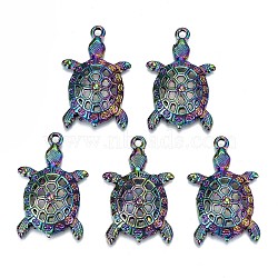 Alloy Pendants, Cadmium Free & Lead Free, Tortoise Shape, Rainbow Color, 38x23x6mm, Hole: 2mm(PALLOY-N156-037-RS)