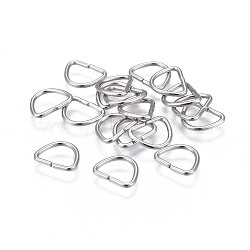 304 Stainless Steel D Rings, Buckle Clasps, For Webbing, Strapping Bags, Garment Accessories Findings, D Clasps, Stainless Steel Color, 12x15x1.5mm(STAS-P236-01P-C)