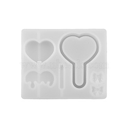 Lollipop Shape DIY Silicone Quicksand Molds, Shaker Molds, Resin Casting Molds, for UV Resin, Epoxy Resin Craft Making, Heart, 64x79x13mm(PW-WG65527-01)
