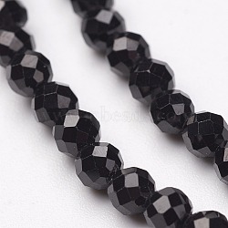 Natural Black Spinel Bead Strands, Faceted, Round, 5mm, Hole: 1mm, about 72pcs/strand, 15.5 inch(G-P213-13-5mm)