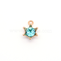 Alloy Rhinestone Pendants, Star, Golden, Aquamarine, 15.5x11x6.5mm, Hole: 1.5mm(ALRI-WH0002-03G-01)