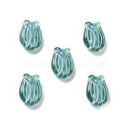 Plating Transparent Acrylic Beads, Metal Enlaced, Tulip, Medium Aquamarine, 16x11.5x7mm, Hole: 2mm, about 670pcs/500g(OACR-G016-25Q)