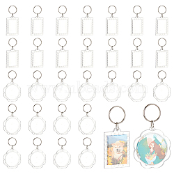 PandaHall Elite 40Pcs 2 Style Acrylic Photo Frame Keychain, with Iron Split Key Rings, Sunflower & Rectangle, Clear, 5~8.6cm, 20pcs/style(KEYC-PH0001-68)