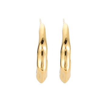 304 Stainless Steel Twist Stud Earrings, Half Hoop Earrings for Women, Golden, 29x25x5mm, Pin: 0.7mm